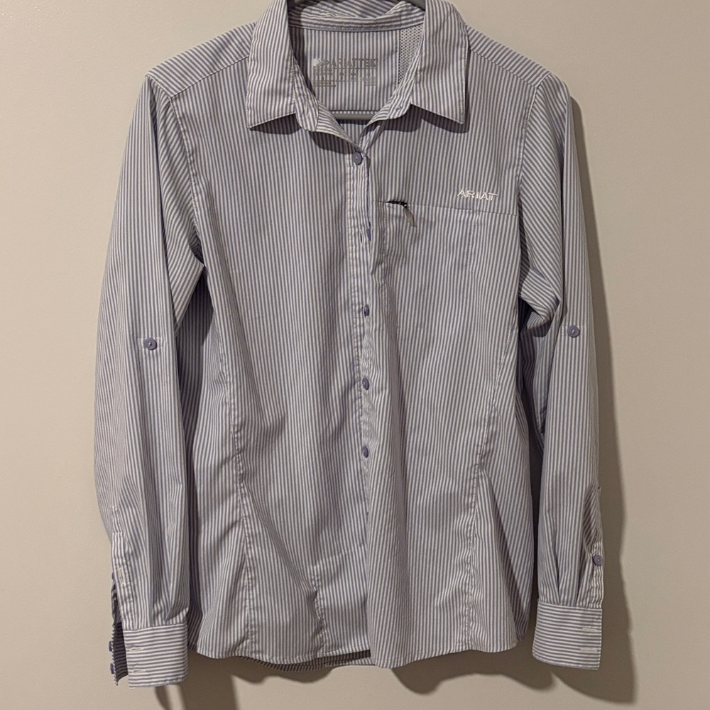 Ariat Women's Striped Button Down Shirt - Blue and White